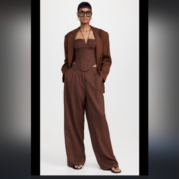 Lioness Oversized, Baggy, Wide Leg Linen Cotton Comfy Nubby Textured Black Pants - Picture 1 of 9